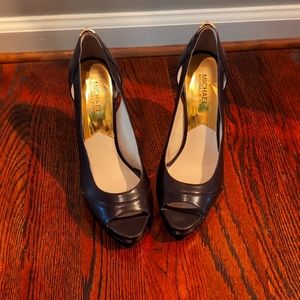 Brown Michael Kors open toe heels